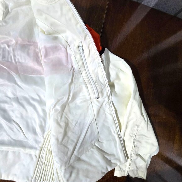 Vtg Harley-Davidson Womens White & Orange Jacket Logo Cropped Racing Bikercore - Picture 7 of 11